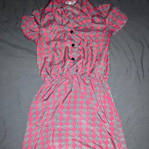 Funky neon pink patterned dress.  Size 6